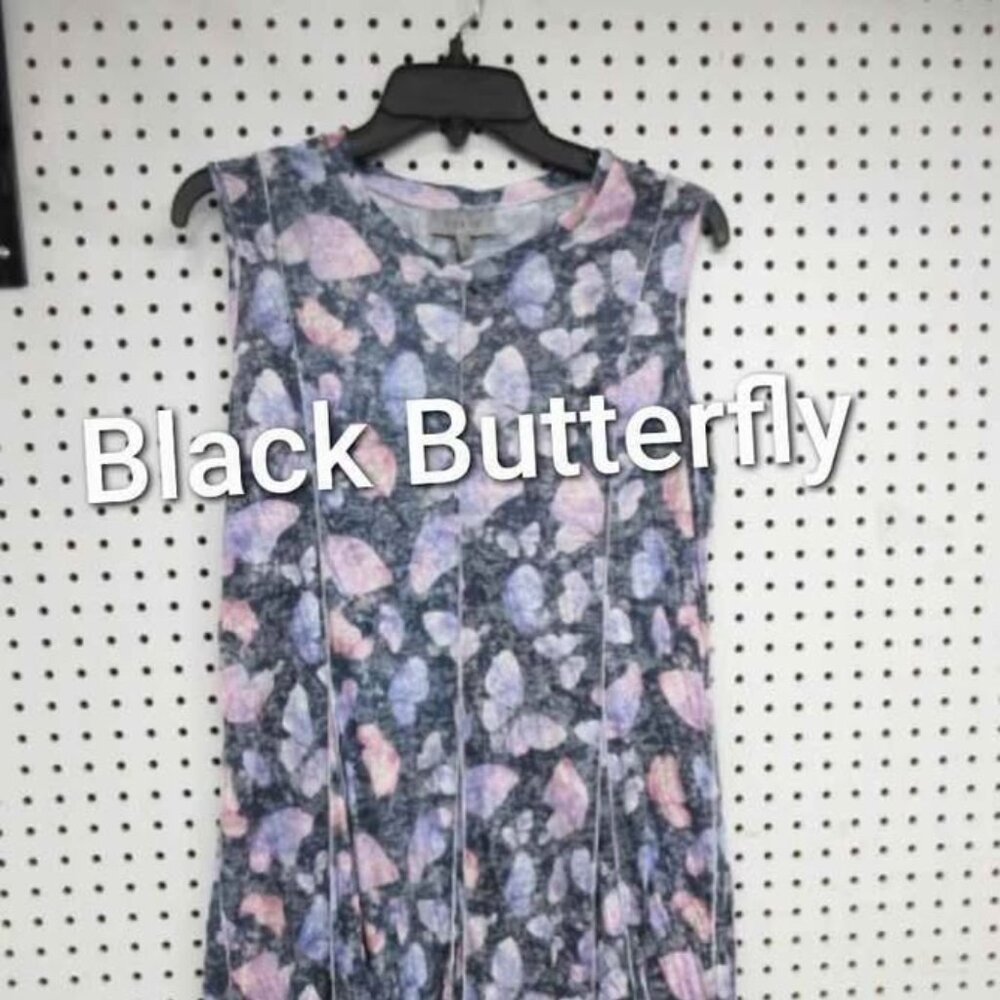 KLEIO Brand New summer dress, black with butterflies